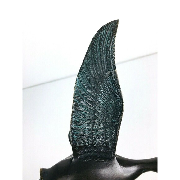 Vintage Bronze Duck Bird Taking Flight Sculpture Figurine 7" X 6" - Picture 10 of 11